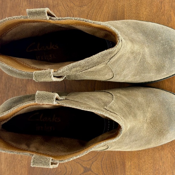 Clarks Indigo Boots Women’s 8.5M Heath Harrier Western Heels Ankle Bootie Brown - Picture 11 of 13